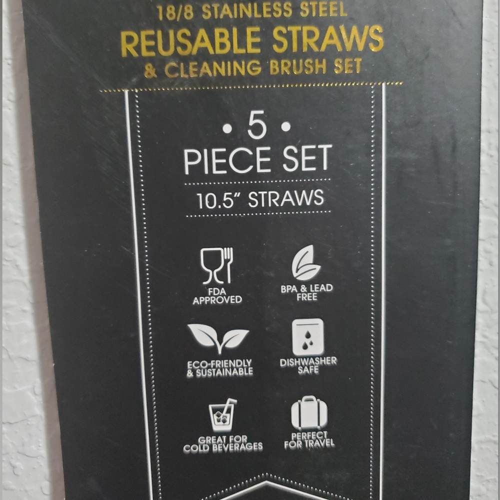 Manna Gold stainless steel Reusable Straw Set with brush - Picture 3 of 5